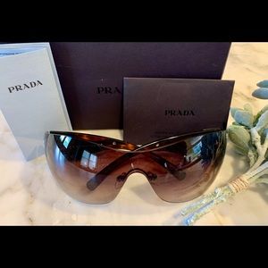 PRADA Wrap Silver/Tortoise Sunglasses SPR58F